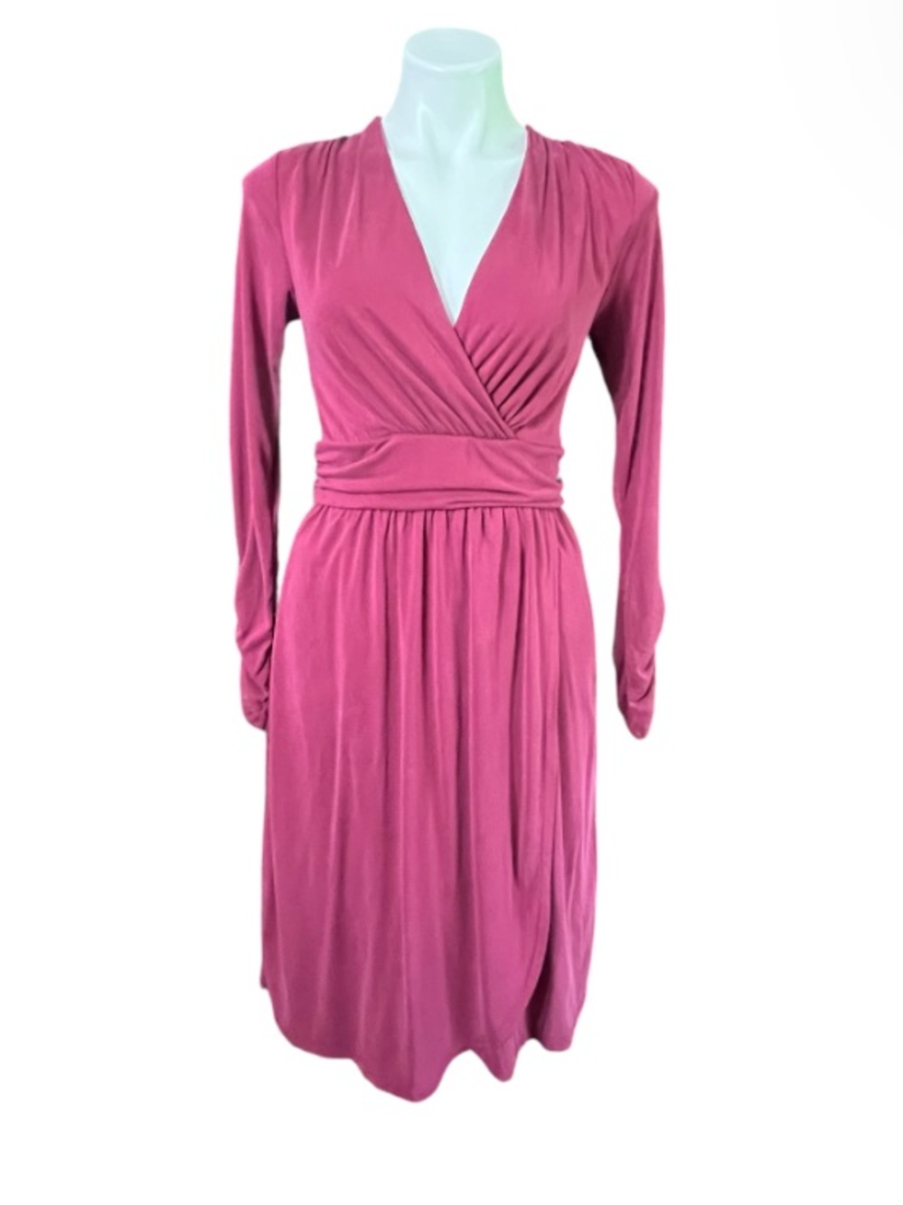 ModCloth Pink Wrap Dress Long Sleeve Empire Waist Modal Blend S